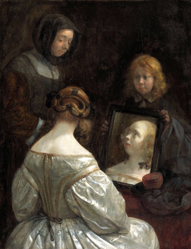 Woman at a Mirror by Gerard ter Borch