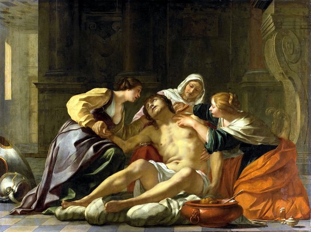 St Sebastian Nursed by Irene and her Helpers by Jacques Blanchard