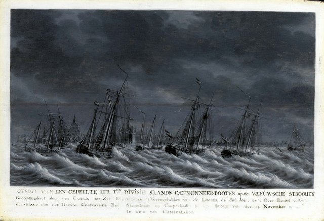 Batavian Fleet before Veere, 9 November 1800 by Engel Hoogerheyden