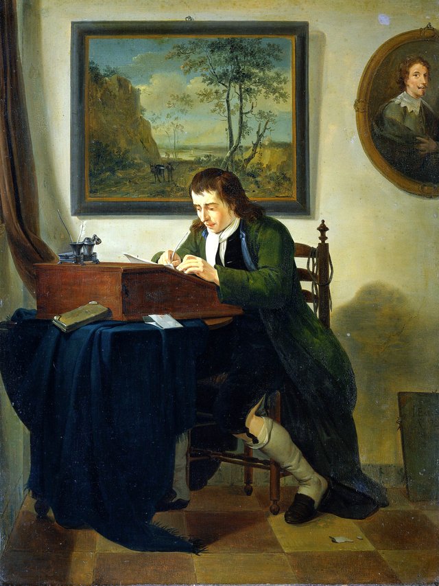 A Man Writing at his Desk by Jan Ekels the Younger