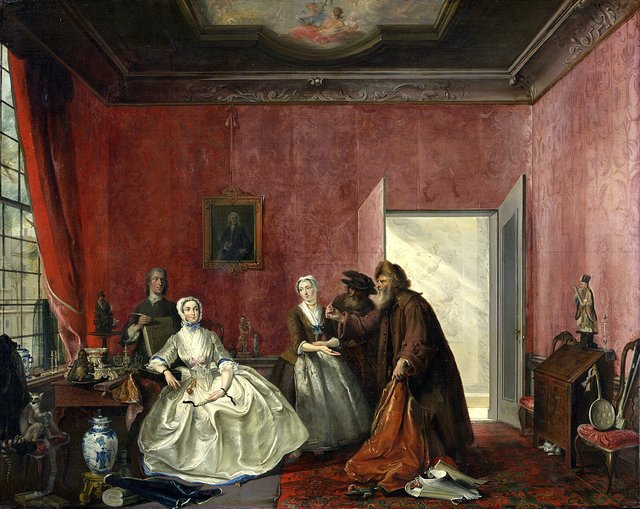 The Spendthrift or the Wasteful Woman, act III, scene V, from the Play by Thomas Asselijn (Joanna and the Polish Jewish Traders) by Cornelis Troost