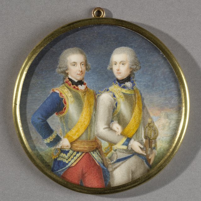 Double portrait of prince Willem I van Oranje- Nassau (1772-1843)  and Ludwig Ferdinand van Pruisen (1772-1806) by Pieter le Sage