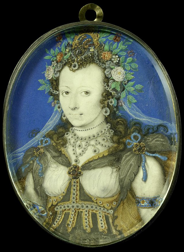 Portret van een vrouw in maskeradekleding als Flora by Isaac Oliver
