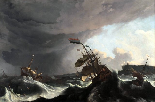Warships in a Heavy Storm by Ludolf Bakhuizen