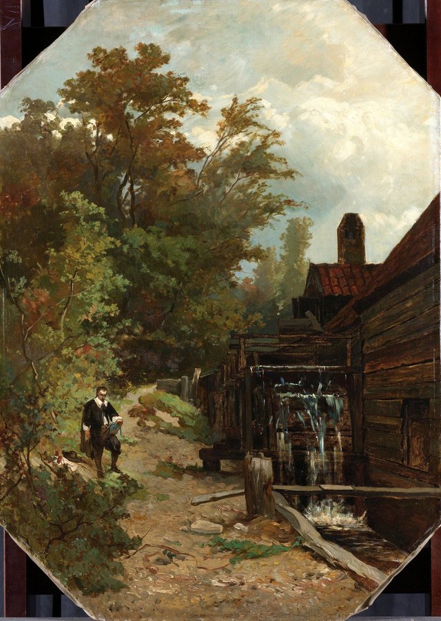 Jacob van Ruisdael Sketching a Watermill by Gerard Bilders