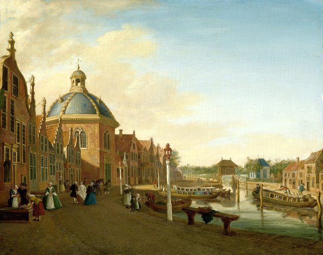 The Docking Basin in the Barge Canal in Leidschendam by Paulus Constantijn la Fargue