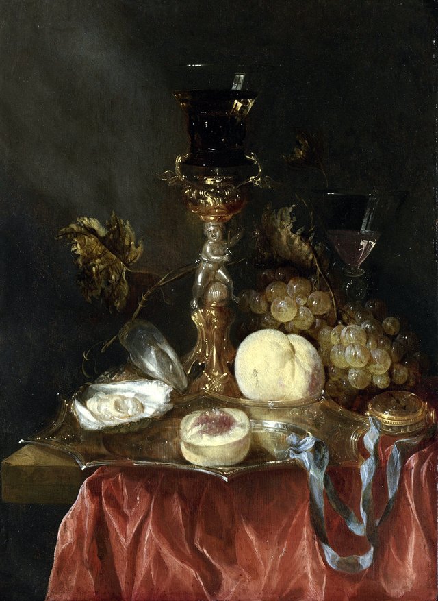 Still Life with Silver-gilt Bekerschroef with Roemer by Abraham van Beijeren