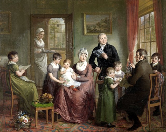 Portrait of the Family of Adrianus Bonebakker with Dirk L. Bennewitz by Adriaan de Lelie