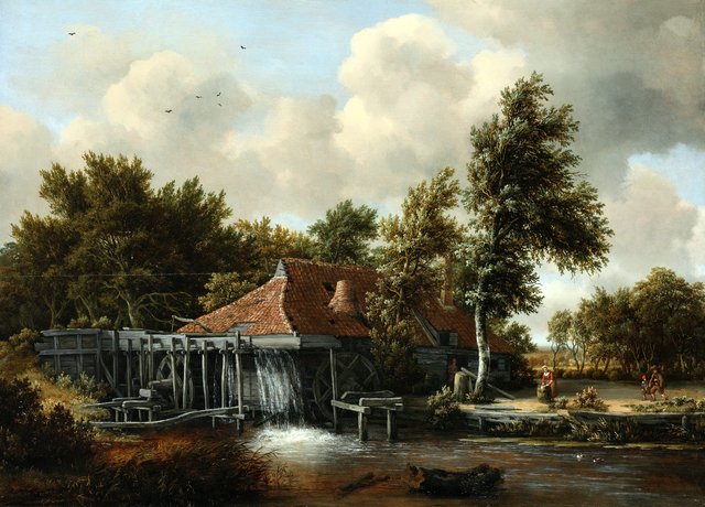 A Watermill by Meindert Hobbema