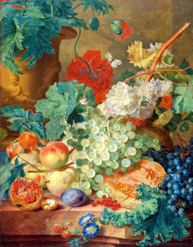 Still Life with Flowers and Fruit by Jan van Huysum