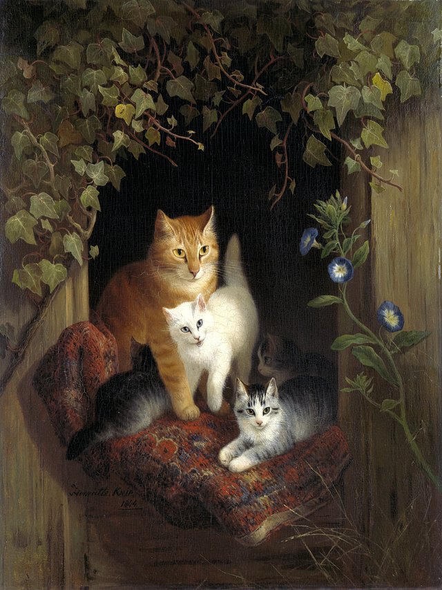 Cat with Kittens by Henriëtte Ronner-Knip
