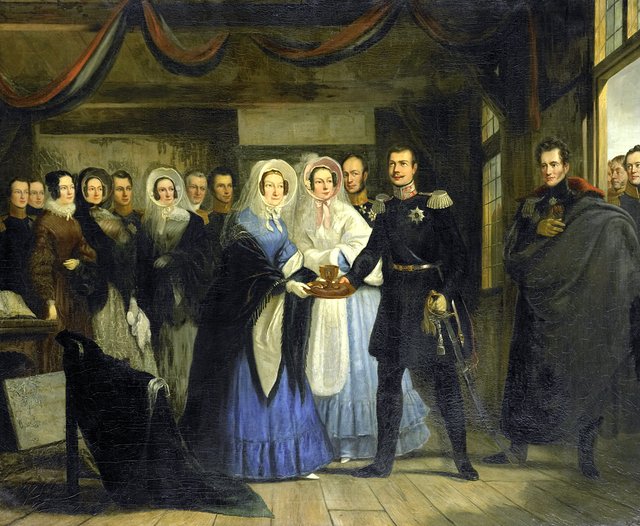 The Princess of Orange Receiving Alexander II (1818-1881), Grand Duke and Heir to the Throne of Russia, in the Czar Peter's House in Zaandam, 17 April 1839 by Christiaan Julius Lodewijk Portman