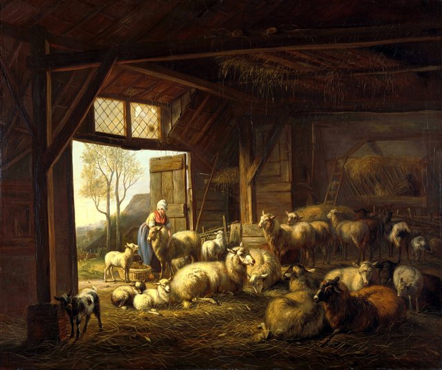 Sheep and Goats in a Stable by Jan van Ravenswaay