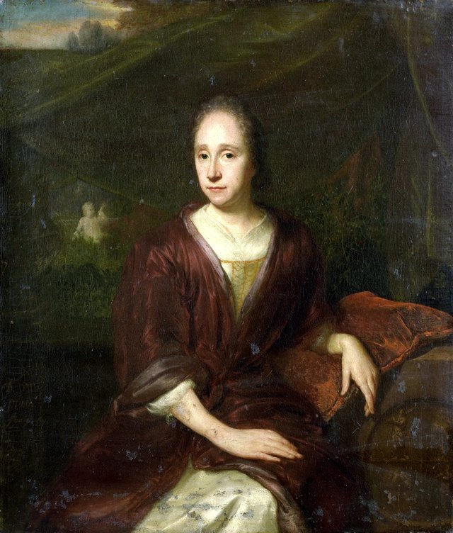 Portrait of Margaretha Nelis (1652-17050, second wife of Casparus Commelin by David van der Plas