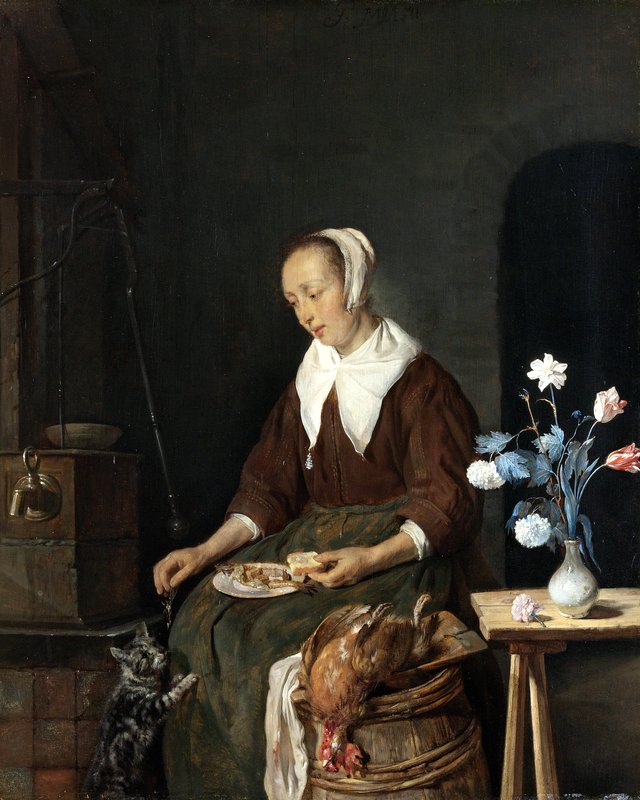 Woman Eating, Known as ‘The Cat’s Breakfast’ by Gabriel Metsu