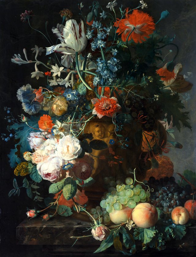 Still life with flowers and fruit by Jan van Huysum