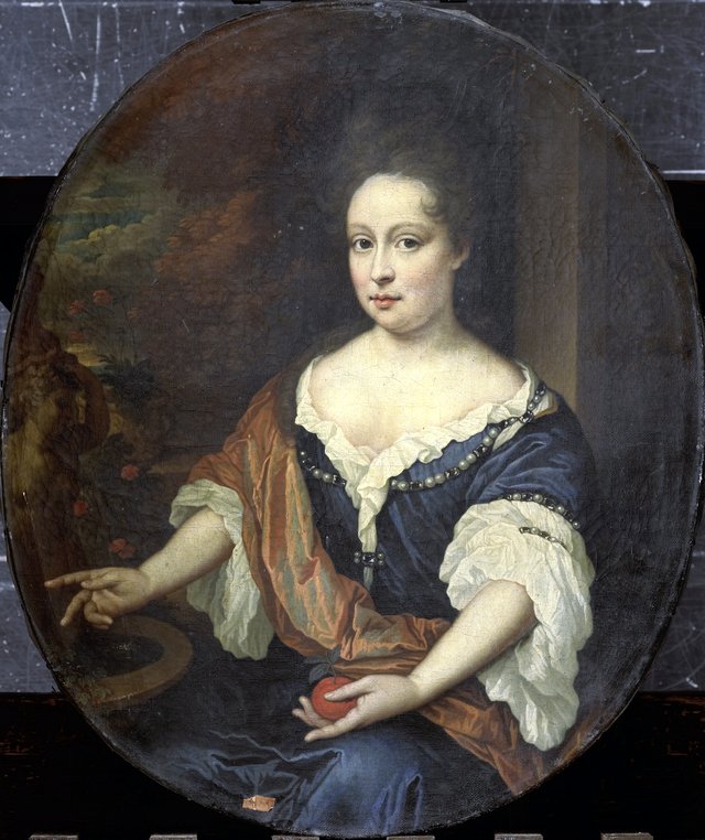 Portrait of Judith Allijn (died 1702), Wife of Harmen Lijnslager by Johannes van Haensbergen
