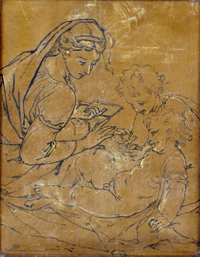 Virgin and Child with Saint John (chalk sketch) by Adriaen van der Werff
