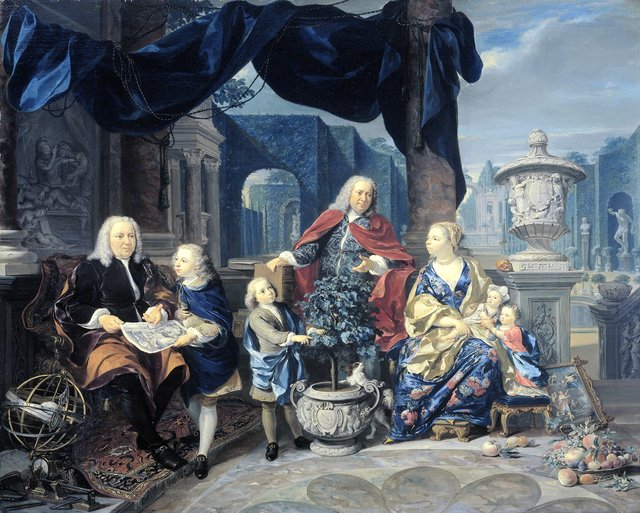 Portrait of David van Mollem with his Family by Nicolaas Verkolje