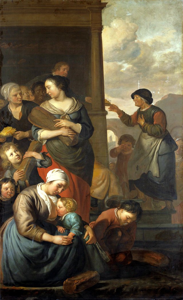 Allegory of feeding the poor by Jacob van Loo