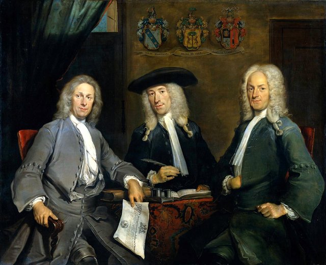 Three directors of the Amsterdam Surgeon's guild by Cornelis Troost