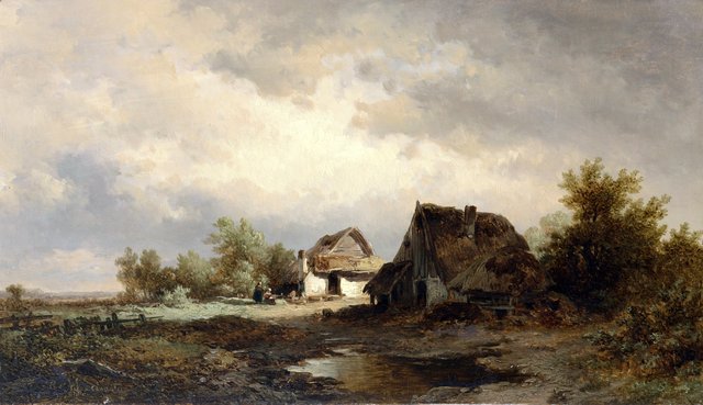 Landscape with Cottages on the Heath by Remigius Adrianus Haanen