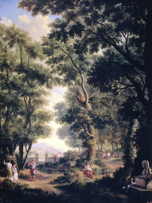 Arcadian Landscape, one of a series of ten murals in the garden room of the main floor of the Amsterdam house Herengracht 524 by Jurriaen Andriessen