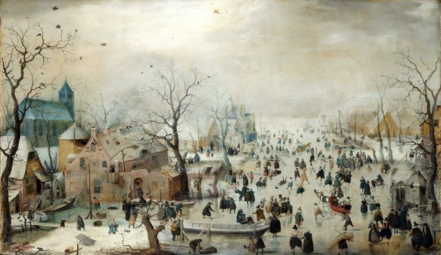 Winter landscape with skaters by Hendrick Avercamp