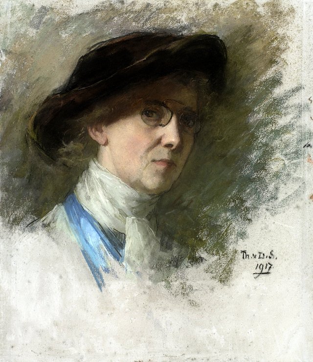 Self-Portrait, with black hat by Thérèse Schwartze
