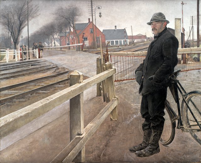 Når toget ventes. Jernbaneoverkørsel ved Roskilde Landevej by Laurits Andersen Ring