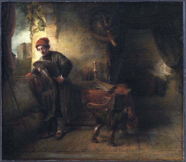 Læsende ung mand ved vinduet i sit studerkammer, kaldet "Studenten" by Willem Drost