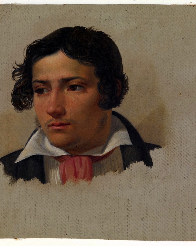 Portræt af en ung mand med rød halsklud by Ditlev Blunck