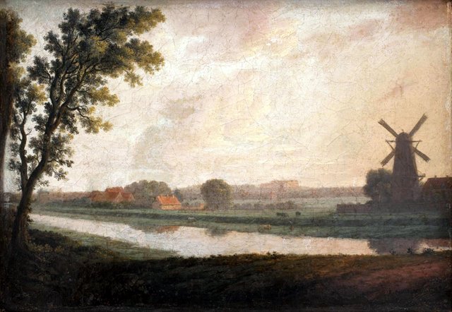 Landskab uden for København. I baggrunden Frederiksberg Kirke og Slot by Eric Paulsen