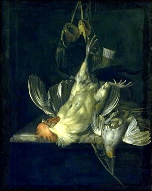 En død hvid hane by Willem van Aelst