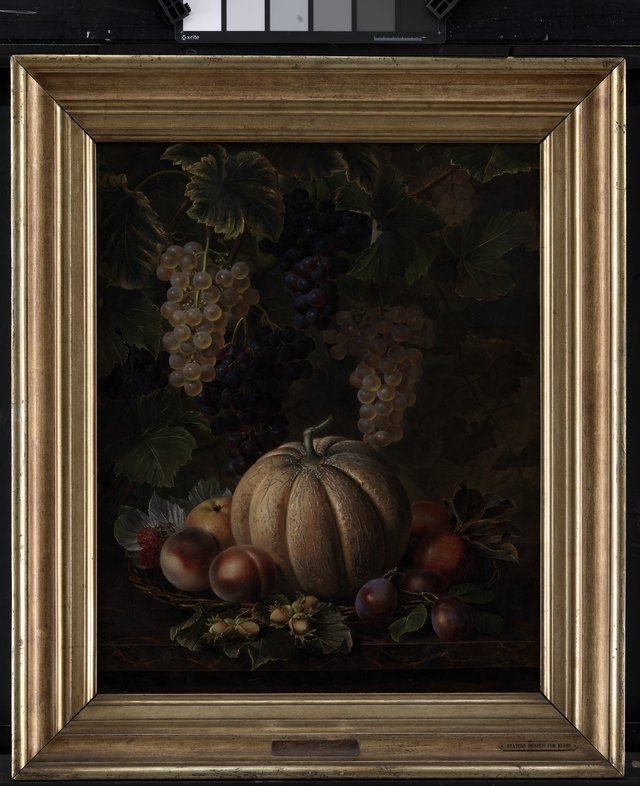 Forskellige frugter, blandt andet melon og vindruer by Johan Laurentz Jensen