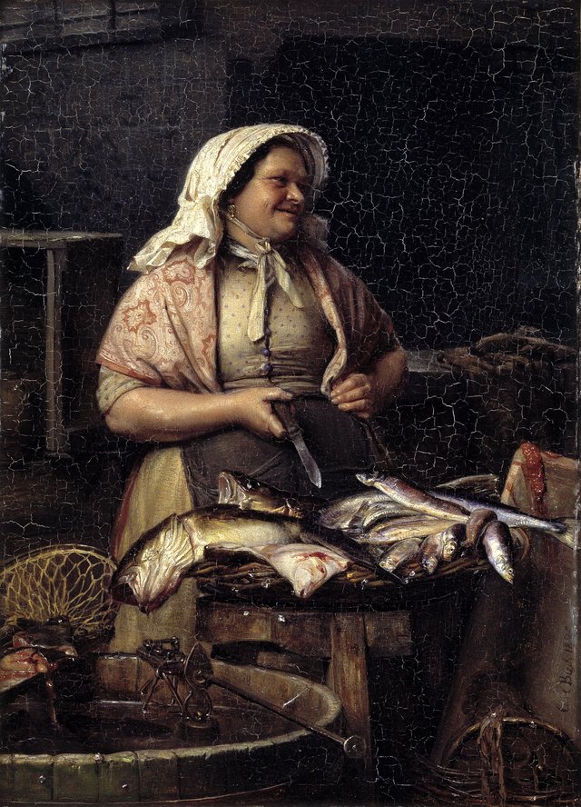 En kone, der sælger fisk by Carl Bloch