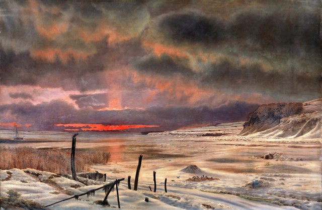 Vinteraften ved en dansk fjord by Vilhelm Kyhn