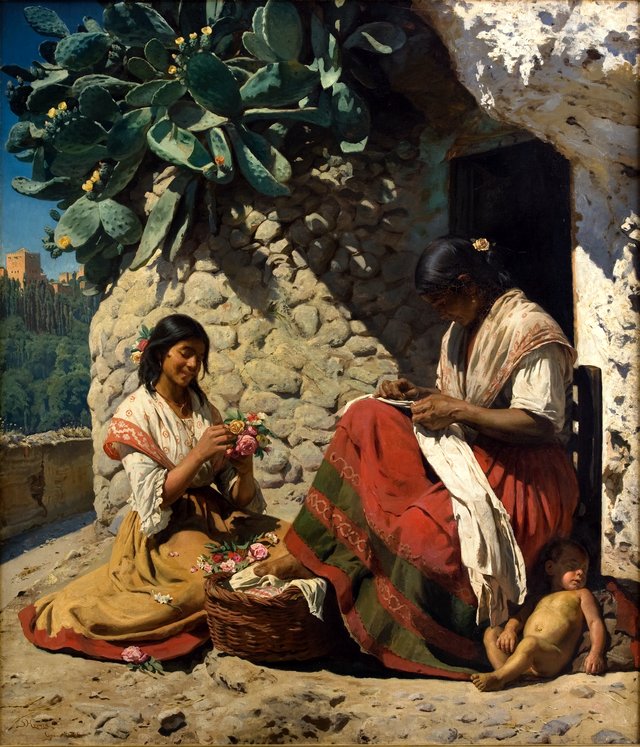 To sigøjnerkvinder uden for deres bolig by Peder Severin Krøyer