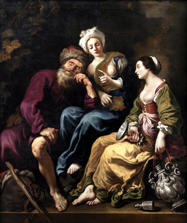 Lot med sine døtre by Claude Vignon