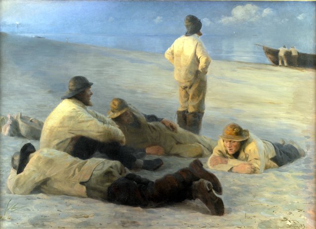 Fiskere på Skagens strand by Peder Severin Krøyer