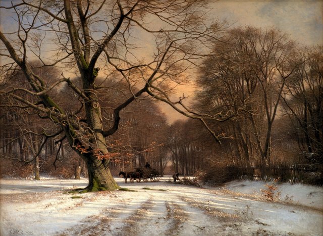Vinterlandskab. Motiv fra Jægersborg Dyrehave by Frederik Rohde