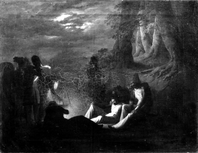 Fransk bivuak ved nat by Jørgen Sonne