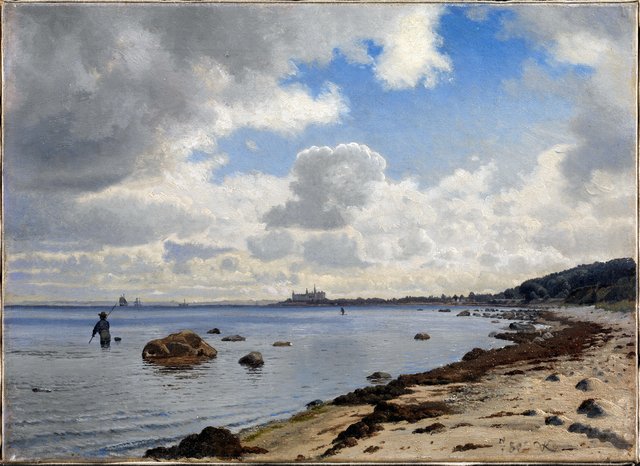 Sjællands nordkyst med udsigt til Kronborg by Vilhelm Kyhn