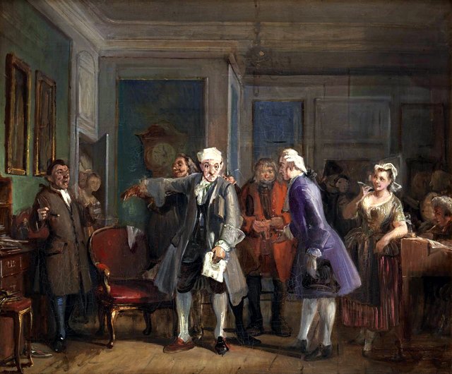 Fra Ludvig Holbergs "Den Stundesløse", I akt, 6. scene by Wilhelm Marstrand