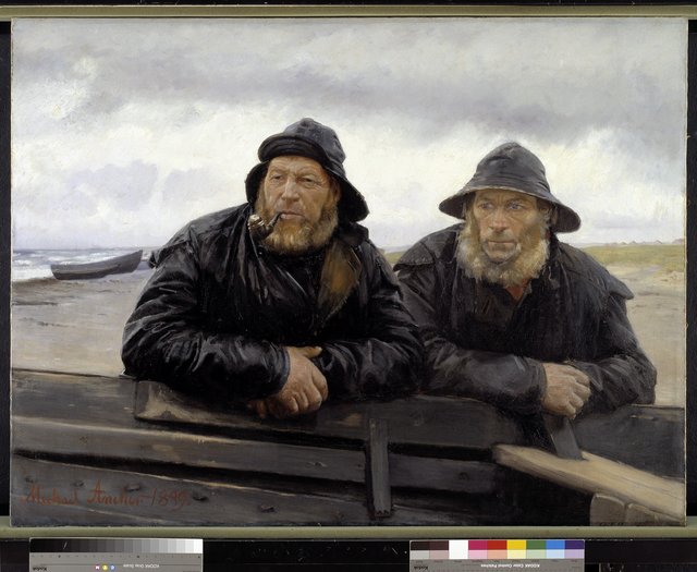 To fiskere ved en båd by Michael Ancher