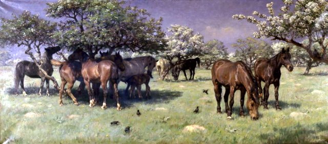 Heste i Dyrehaven by Hans Michael Therkildsen