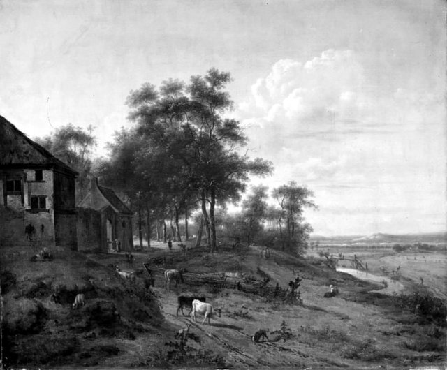 Landskab med en bondegård by Jan Wijnants
