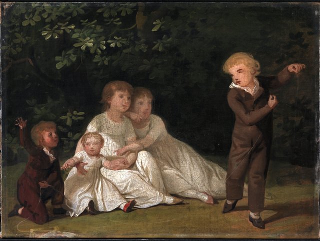 Kunstnerens fem børn i en have. Studie by Jens Juel