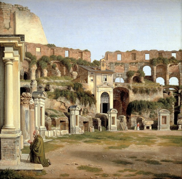 Et parti af det indre af Colosseum by Christoffer Wilhelm Eckersberg