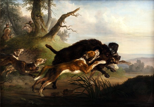 En vildsvinejagt by Christian David Gebauer
